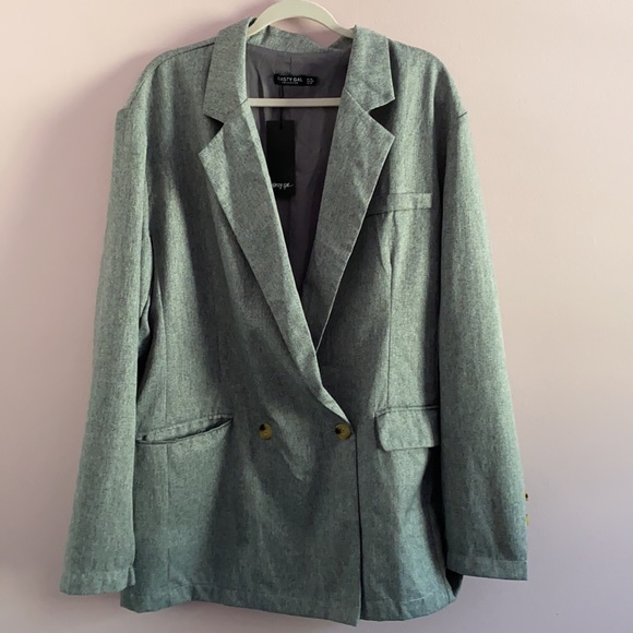 NWT - Nasty Gal Collection - Charcoal Oversized Boyfriend Blazer Size 10 - Picture 8 of 8